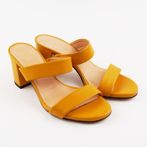 New JCREW Size 7 Lucie Double-Strap Block-Heel Sandals in Warm Marigold - Picture 2 of 7